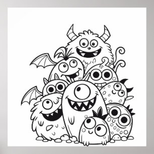 Poster Figura de personagens de monstro de desenho animad