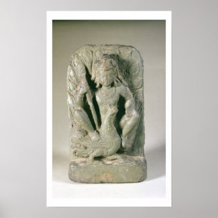 Póster Figura de Skanda com seu pavão, colinas de Punjab