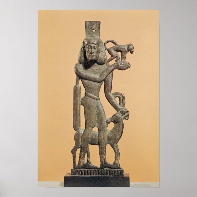 Póster Figura de um homem segurando um macaco (Frente)
