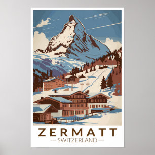 Poster Figura de Viagem de arte da ilustração da Suiça de