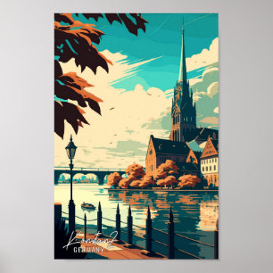 Poster Figura de viagens vintage de Constanz na Alemanha