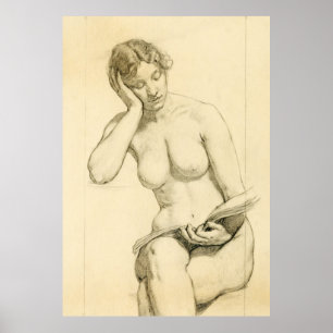 Póster Figura desenho - leitura da mulher