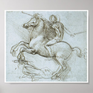 Póster Figura em Horseback, Leonardo Da Vinci