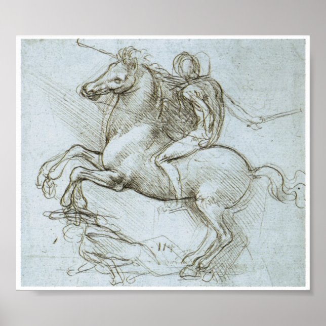 Póster Figura em Horseback, Leonardo Da Vinci (Frente)