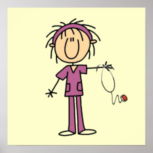 Poster Figura fêmea branca t-shirt e presentes da vara d