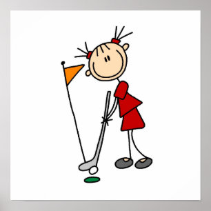 Póster Figura fêmea jogador de golfe da vara