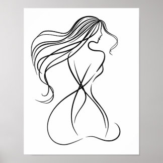 Poster "Figura feminina de arte em preto e branco