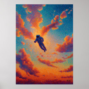 Poster Figura Flutuante Pontilhismo Sonho Céu