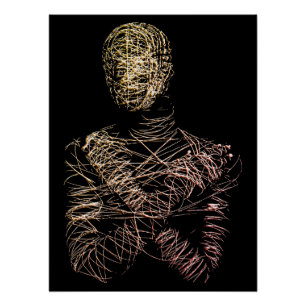 Póster Figura Humana em Arame em Movimento Abstrato