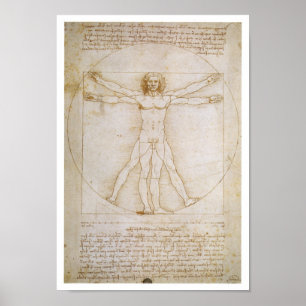 Poster Figura humana no círculo, ilustrando a proporçã