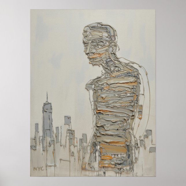 Poster Figura Impasto Abstrata da Cidade de Nova York (Frente)