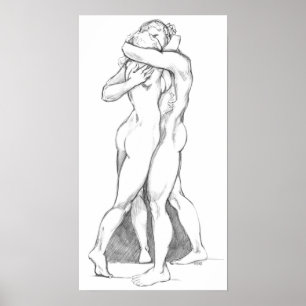 Póster Figura Loving desenho do abraço do abraço do
