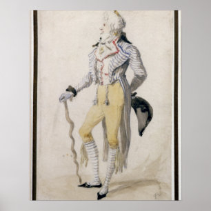 Póster Figura masculina elegante, 1793 (lápis e w/c no p