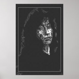 Poster figura misteriosa estética face a abstrato art