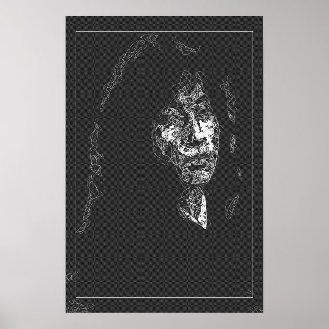 Poster figura misteriosa estética face a abstrato art (Frente)