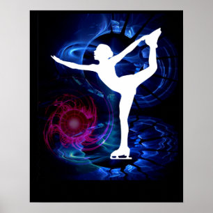 Póster Figura patinador no gelo do tecnicolor