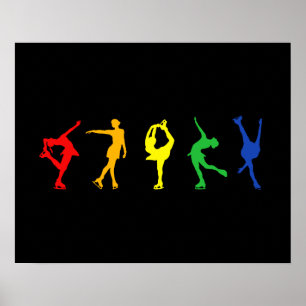 Póster Figura patinadores do arco-íris