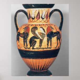 Póster Figura preta amphora de Chalcidian que descreve