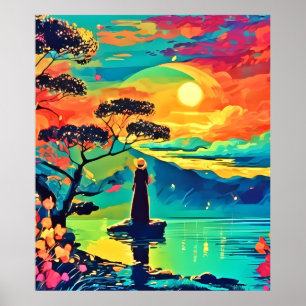 Poster Figura solitária no Sunset