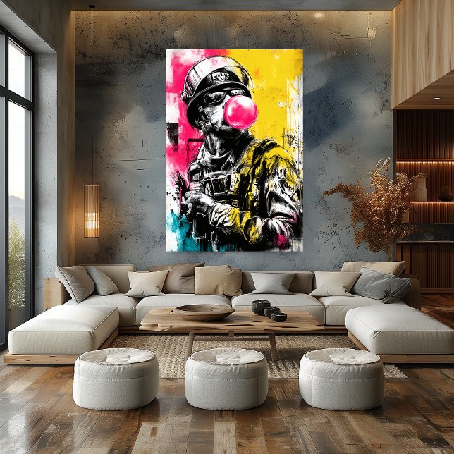 Poster Figura Tática Urbana Com Chiclete Contemporâneo (Criador carregado)
