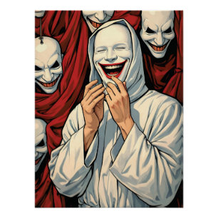 Póster Figuras Cultuais Máscaras Sorrindo Sinistramente A