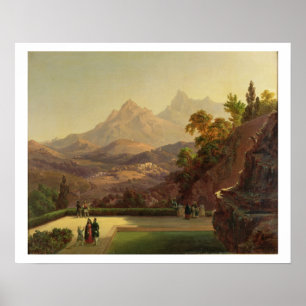 Poster Figuras elegantes que conversam em um terraço,