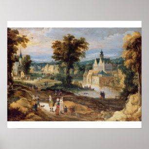 Poster Figuras em uma paisagem com o bey da vila e do