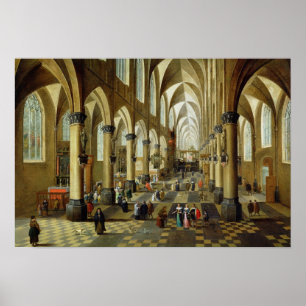 Poster Figuras recolhidas em um interior da igreja