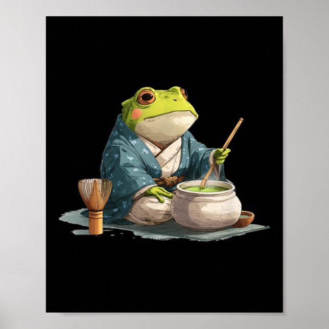 Poster Figurino Da Cerimônia De Chá Japonesa Para Sapo E  (Frente)