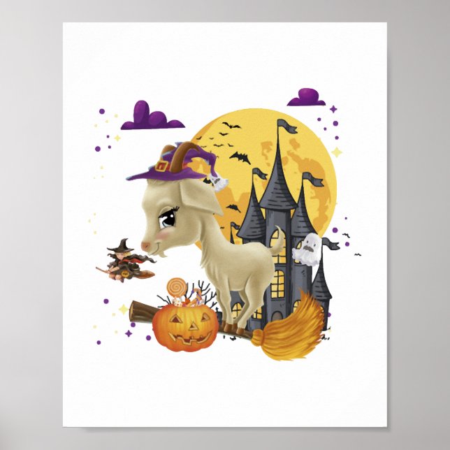Poster Figurino de Halloween da Bruxa de Cabra (Frente)