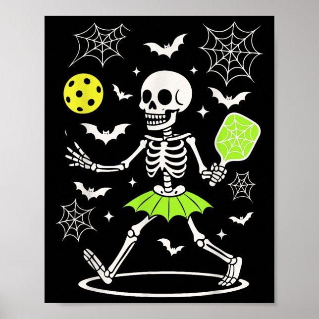 Poster Figurino de Halloween de Pickleball, Skelet de Est (Frente)