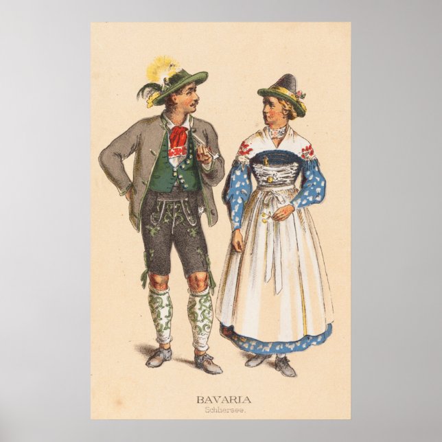 Poster Figurinos camponeses alemães - Bavaria Schliersee (Frente)