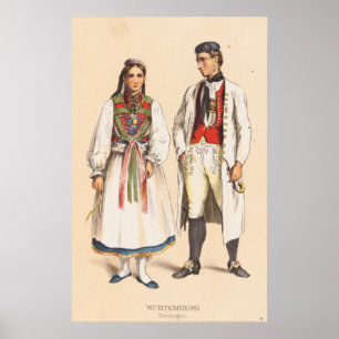Poster Figurinos camponeses alemães - Wurtemberg Betzinge