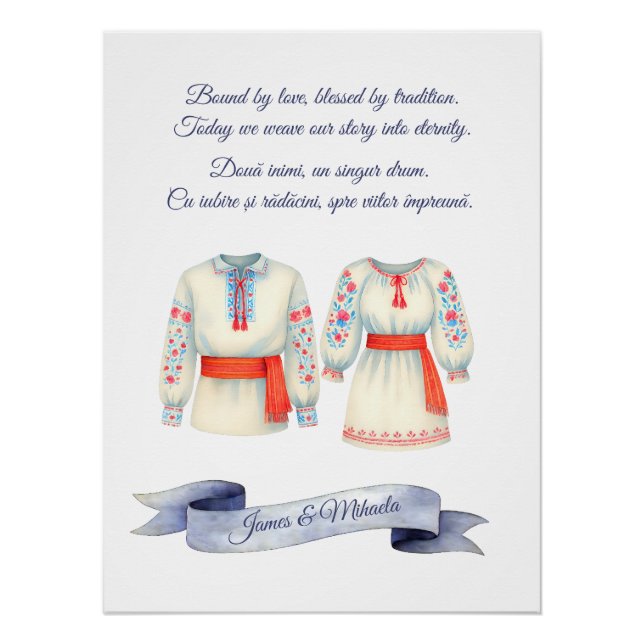 Póster Figurinos Tradicionais de Casamento Russo Romenos (Frente)