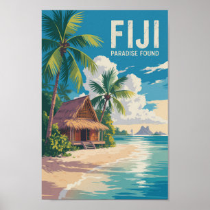 Poster Fiji Beach Hut Viagem Art Vintage