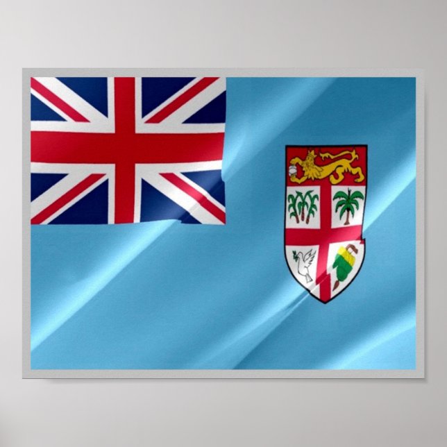 Poster Fiji - Sinalizador acenando - (Frente)