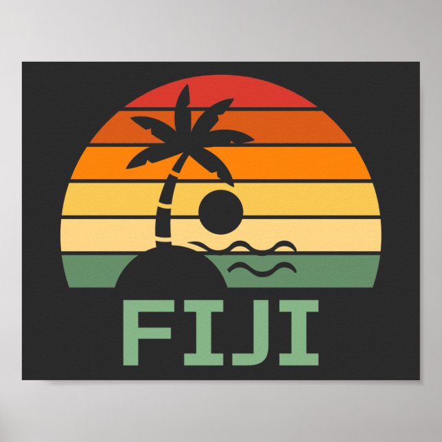 Poster Fiji Vintage Palm Trees Summer Beach (Frente)