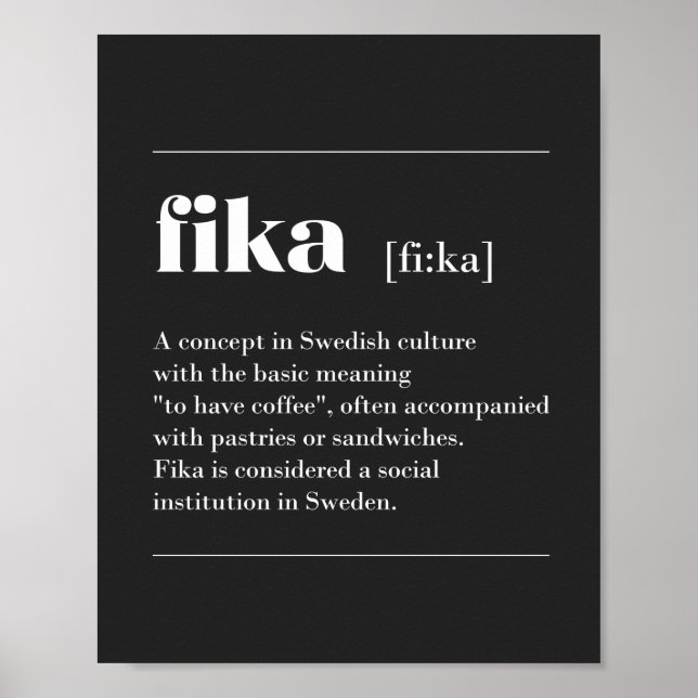 Poster Fika define o intervalo de café da Suecia T-Shi (Frente)