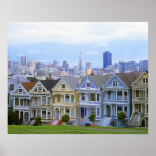 Póster Fila de casas vitorianas