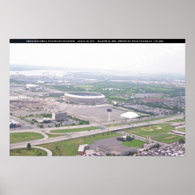 Póster Filadélfia PA Veteranos Stadium Vista Aérea (Frente)