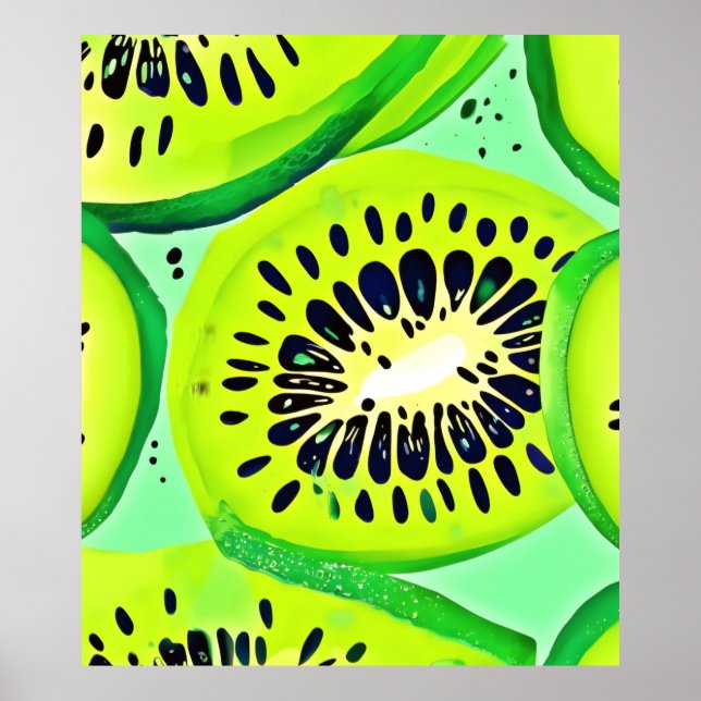 Poster Filas de Kiwi: Vibrantes e Frescas (Frente)