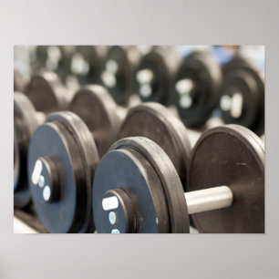 Poster Fileira do close up dos Dumbbells