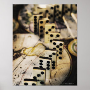 Póster Fileira dos dominós no mapa de Velho Mundo