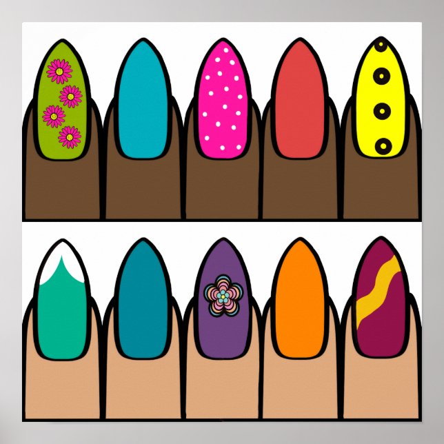 Poster Fileiras Brilhantes de Unhas Pintadas (Frente)