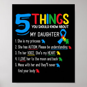 Poster Filha Autista Conscientização do Autismo Apoio Mãe