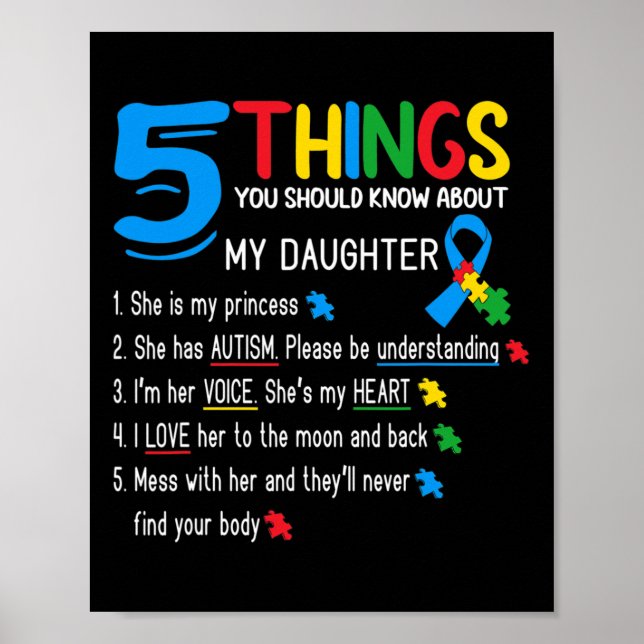 Poster Filha Autista Conscientização do Autismo Apoio Mãe (Frente)