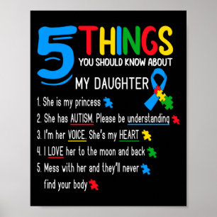 Poster Filha Autista Conscientização do Autismo Apoio Mãe