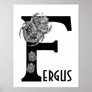 Poster Filha espírita personalizada F Nome Furgus Beatles