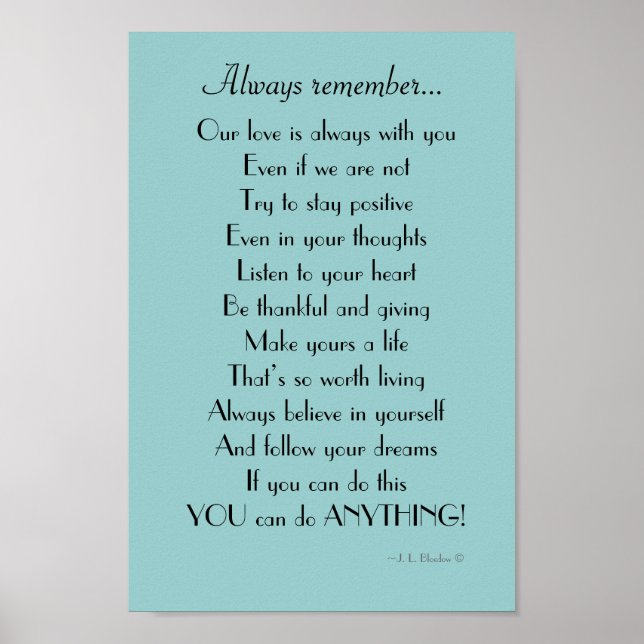 Poster Filha Inspiradora / poema filho de pais (Frente)