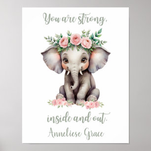 Poster Filheira Personalizada Safari Enfermeira Elefante